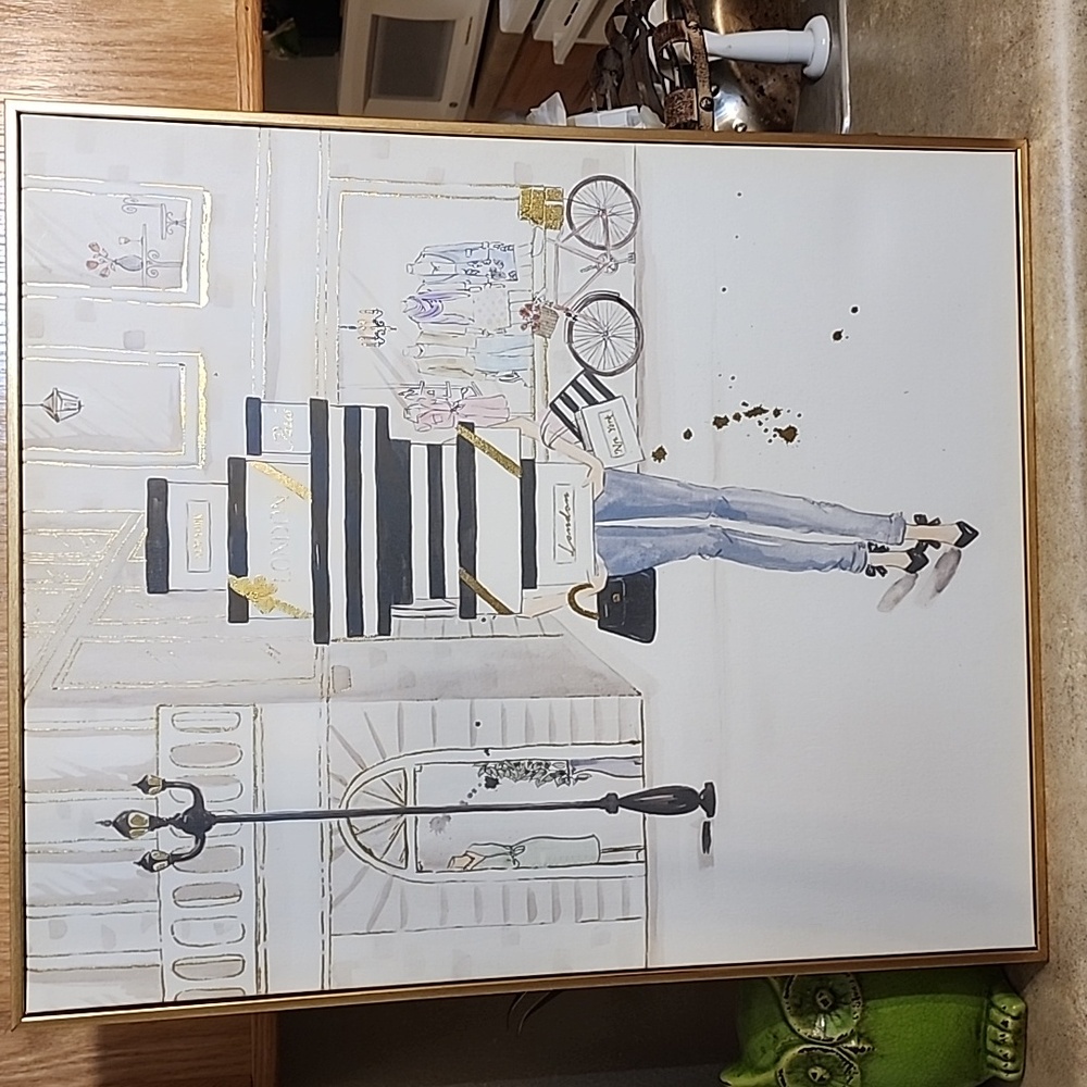 Chic London Shopping Art Print with Gold Accents - Picture 3 of 6